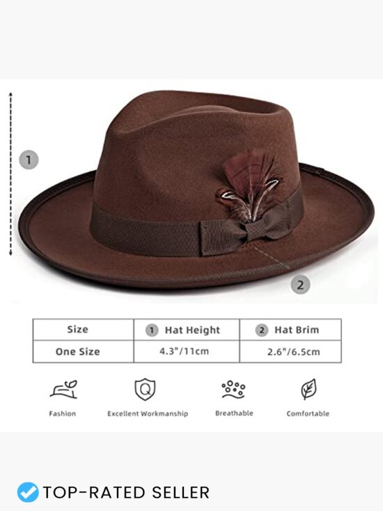 Classic Fedora Hat Wide Brim Felt Dress Panama Trilby Unisex Adjustable main image 4